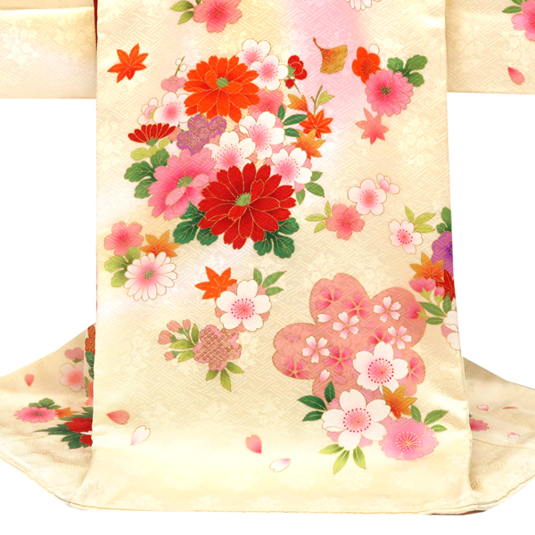 産着 女の子 刺繍 毬 牡丹 桜 ベージュ［58,300円］ 枚目
