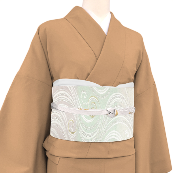 翠洸織 袋帯 西陣織 正絹 流水 白 シルバー［47,300円］ 枚目