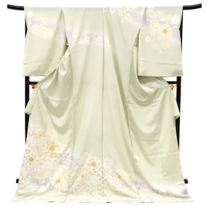 吉澤の友禅 訪問着 華文 牡丹唐花 七宝 黄緑［228,800円］