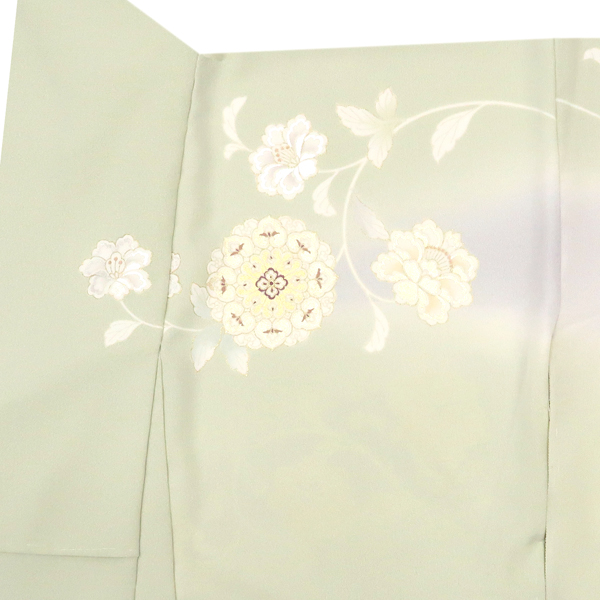 オンラインカタログ]吉澤の友禅 訪問着 華文 牡丹唐花 七宝 黄緑