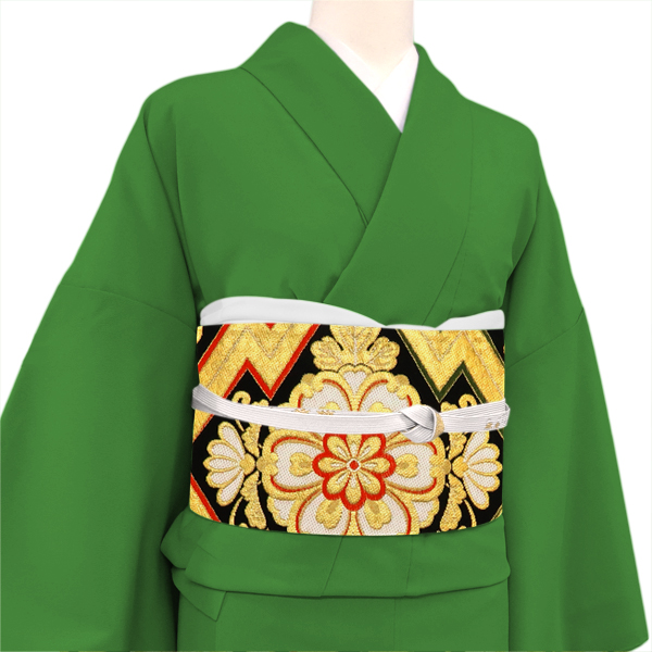 大光 振袖用袋帯 西陣織 正絹 松皮菱 華文 黒 金 枚目