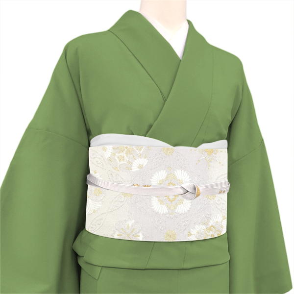 浅田叡一織物 袋帯 西陣織 正絹 襷文様 華文 白色［35,200円］ 枚目