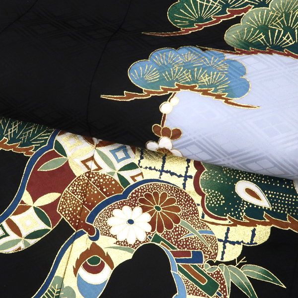 産着 男の子 正絹 兜 鼓 黒［27,500円］ 枚目