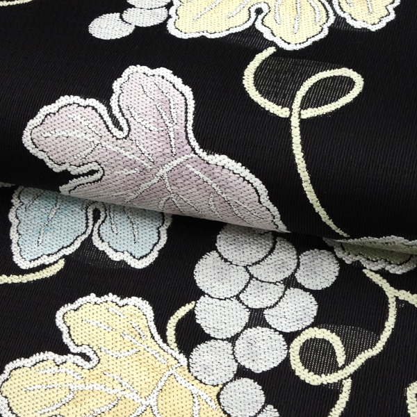 都（みやこ）夏袋帯 西陣織 正絹 唐織 葡萄 黒［129,800円］ 枚目