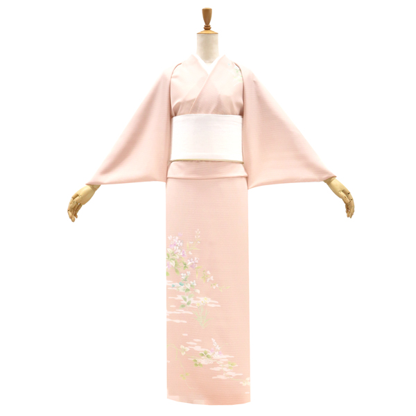 一富司 絽夏付下訪問着 京友禅染め 正絹 花 ピンク［165,000円］ 枚目