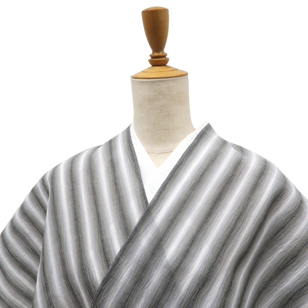 小千谷縮 杉山織物 麻 縞 白 グレー［88,000円］ 枚目