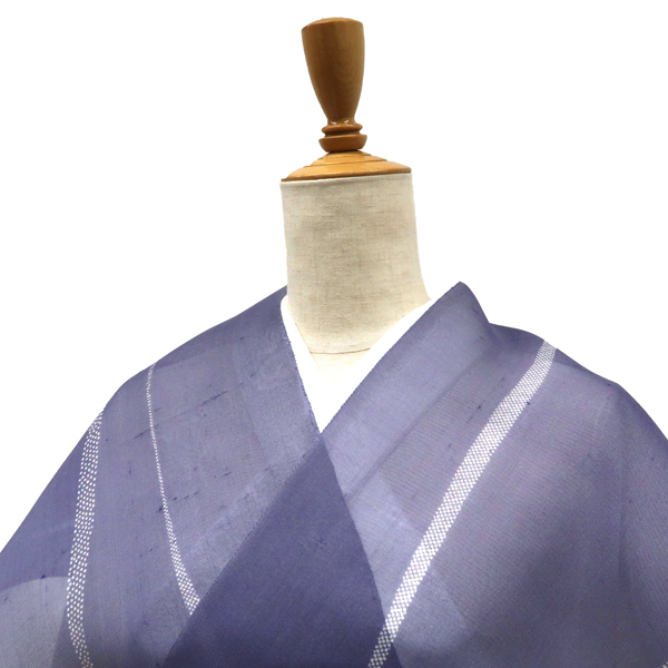 白新染織 夏芭蕉 紗紬 白川貞夫 正絹 よろけ縞 薄紫［104,500円］ 枚目