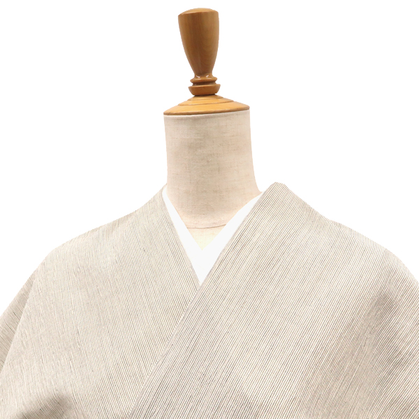 夏着物 綿麻 縞 亜麻色 生成り［66,000円］ 枚目