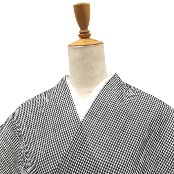 小千谷縮 杉山織物 麻 格子 チェック 白 黒［88,000円］ 枚目
