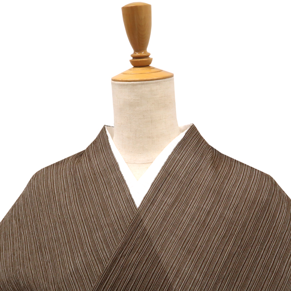 小千谷縮 杉山織物 麻 縞 茶色［88,000円］ 枚目