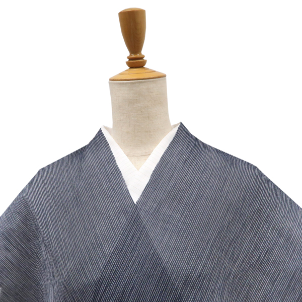 小千谷縮 杉山織物 麻 縞 藍鉄色 紺［88,000円］ 枚目