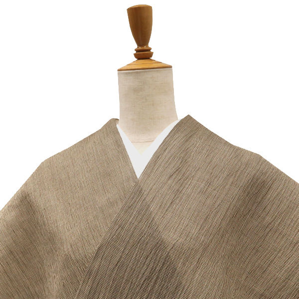 小千谷縮 杉山織物 麻 千鳥格子 茶色 ベージュ［88,000円］ 枚目