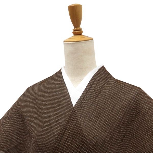 小千谷縮 杉山織物 麻 縞 茶色［88,000円］ 枚目