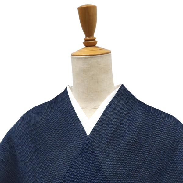 小千谷縮 杉山織物 麻 縞 紺 ネイビー［88,000円］ 枚目