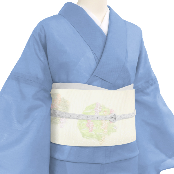 沢本織物 夏絽名古屋帯 西陣織 正絹 流水 菖蒲 トンボ 白［29,700円］ 枚目