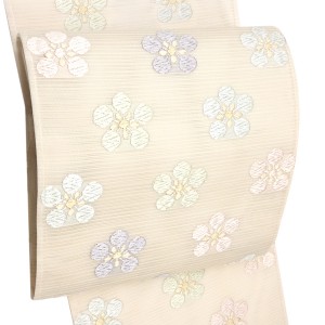 洛陽織物 夏袋帯 西陣織 正絹 梅鉢 生成り オフホワイト［107,800円］