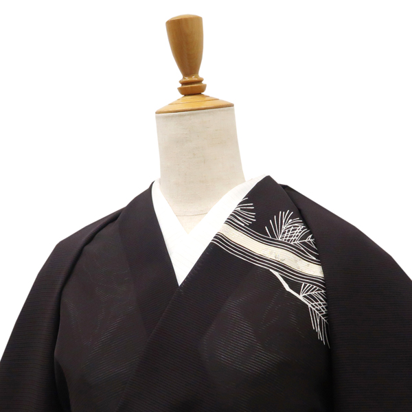 吉澤の友禅 絽夏付下訪問着 正絹 刷毛目 松 黒紅色［176,000円］ 枚目