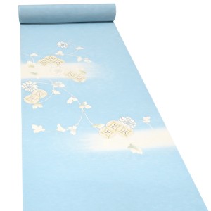 吉澤の友禅 絽夏付下訪問着 正絹 七宝 牡丹唐草 水色［176,000円］