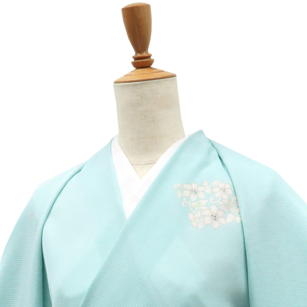 吉澤の友禅 絽夏付下訪問着 正絹 花菱 更紗 水色［176,000円］ 枚目