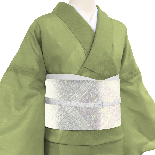志都香 夏袋帯 西陣織 正絹 花菱 花襷文 横段 白 グレー［74,800円］ 枚目