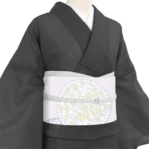 志都香 夏袋帯 西陣織 正絹 丸文 連珠向かい鳥文 唐草 薄紫［97,900円］ 枚目