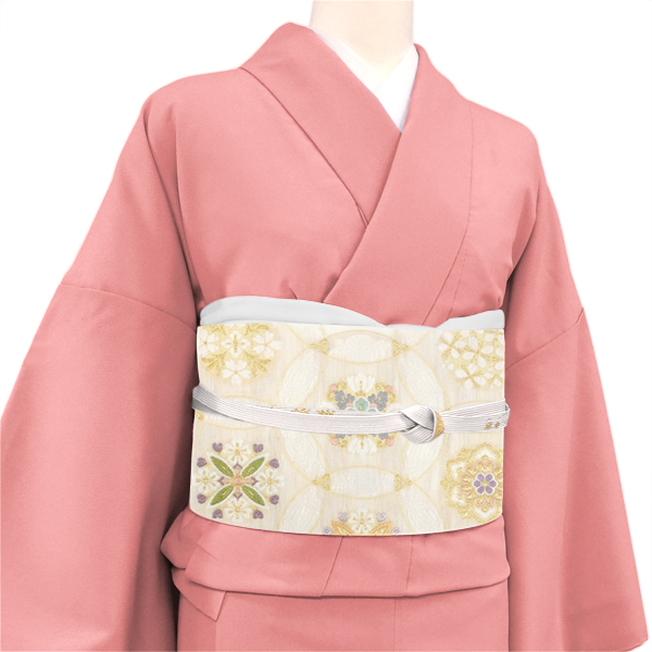 丸勇 唐織袋帯 西陣織 正絹 有職文様 輪繋ぎ 白［48,400円］ 枚目