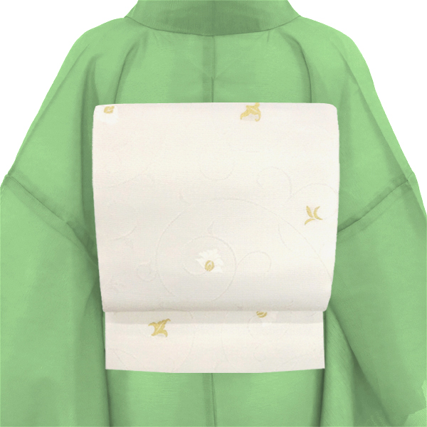 佐々木染織 紗袋帯 西陣織 正絹 唐草 唐花 更紗 白［34,100円］ 枚目