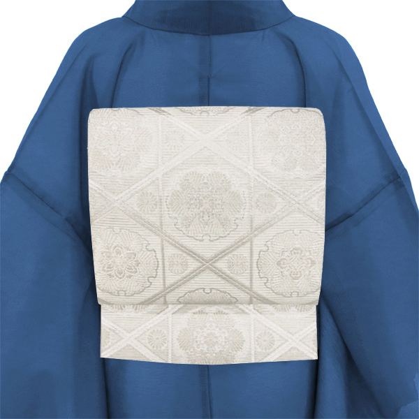 佐々木染織 夏袋帯 西陣織 絹 花雪輪 籠目 白［36,300円］ 枚目