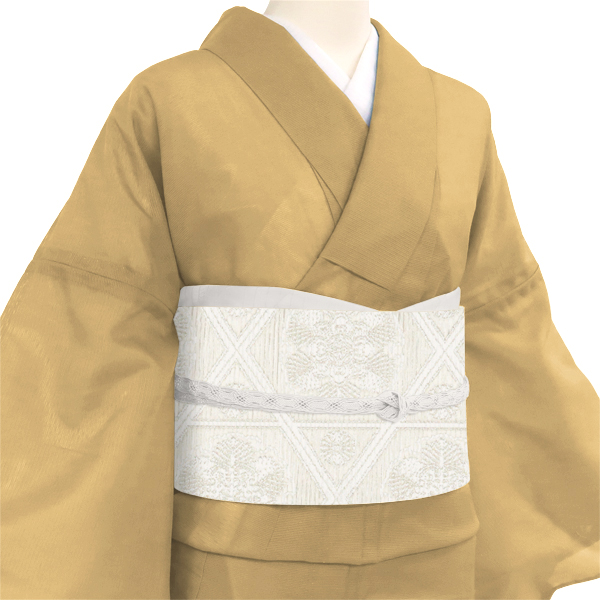 佐々木染織 夏袋帯 西陣織 絹 花雪輪 籠目 白［36,300円］ 枚目