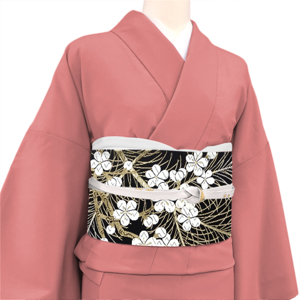 白寿苑 袋帯 西陣織 正絹 若松梅花文 黒［71,500円］ 枚目