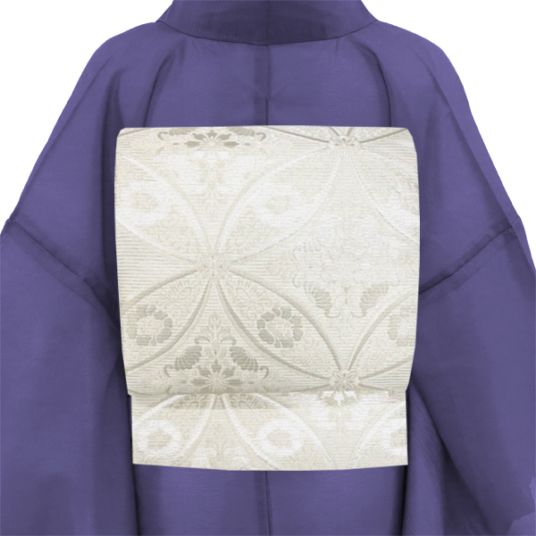 佐々木染織 絽袋帯 西陣織 絹 花七宝 白［36,300円］ 枚目