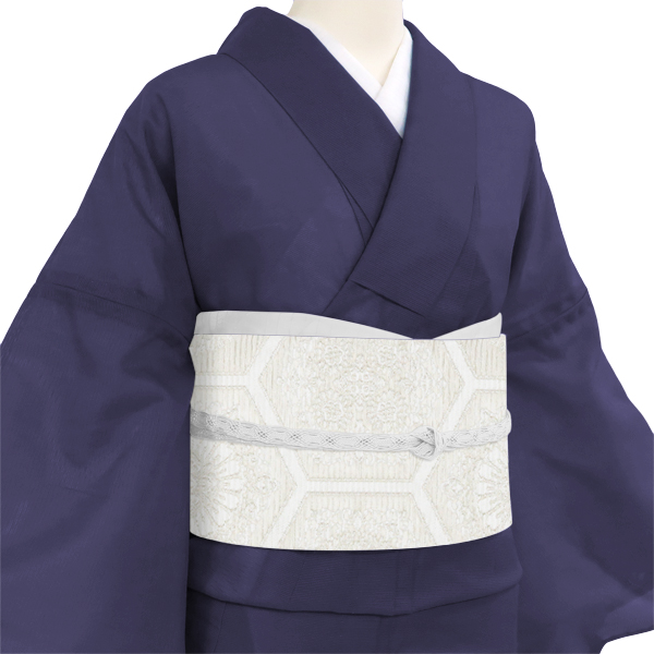佐々木染織 絽袋帯 西陣織 正絹 花亀甲 白［ 36,300円］ 枚目