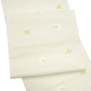佐々木染織 西陣織 夏紗名古屋帯 白 唐草 唐花 更紗 正絹［27,500円］