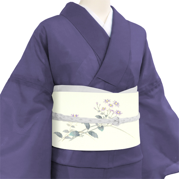 秀美 夏名古屋帯 正絹 都忘れ 花 黄緑［64,900円］ 枚目