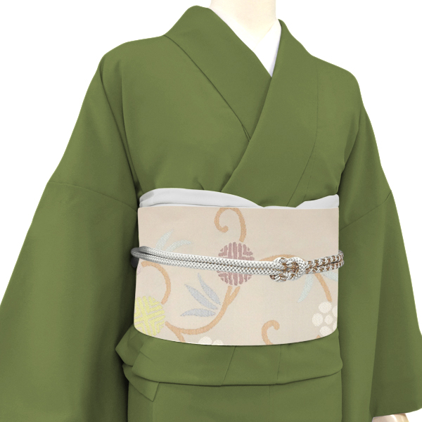 帯屋捨松 名古屋帯 西陣織 正絹 笹蔓 笹つる間道 灰梅色 ベージュ［ 99,000円］ 枚目