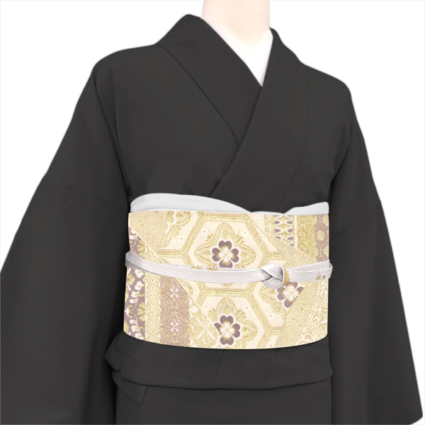 廣部商事 袋帯 西陣織 正絹 華文 亀甲 蜀江 金 クリーム色［34,100円］ 枚目