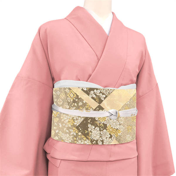廣部商事 袋帯 西陣織 正絹 菱 ベージュ 金色［34,100円］ 枚目