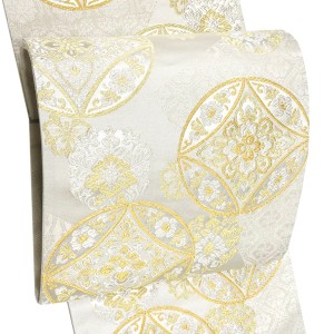 志都香 袋帯 西陣織 正絹 七宝 シルバー 銀色［63,800円］