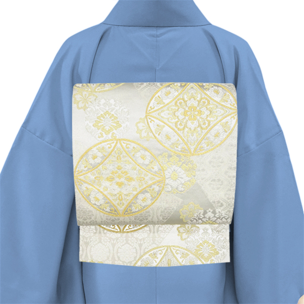 志都香 袋帯 西陣織 正絹 七宝 シルバー 銀色［63,800円］ 枚目
