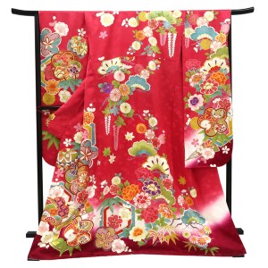 仕立て上がり 振袖 正絹 松竹梅 毬 亀甲 四季花 ピンク［110,000円］