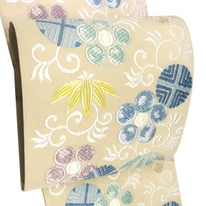 洛陽織物 唐織袋帯 西陣織 ベージュ 笹蔓 正絹［176,000円］