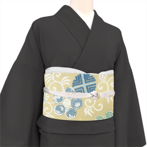 洛陽織物 唐織袋帯 西陣織 ベージュ 笹蔓 正絹［176,000円］ 枚目