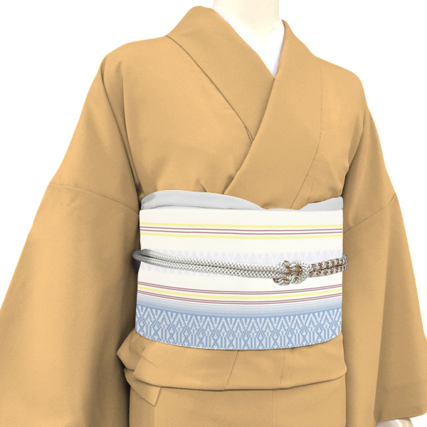 井上絹織 博多帯 博多献上 正絹 三献上 縞 白［41,800円］ 枚目