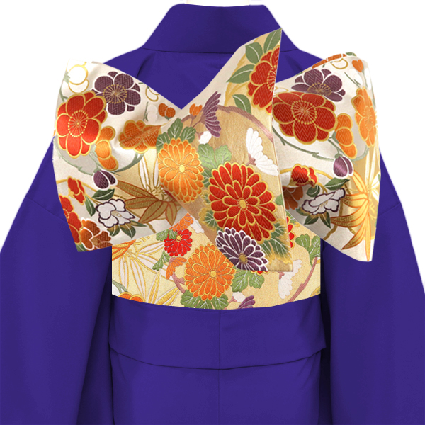 廣部商事 振袖用袋帯 西陣織 絹 花の丸 桜 菊 梅 椿 銀 シルバー［44,000円］ 枚目