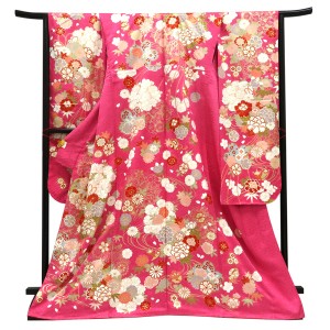 仕立て上がり 振袖 正絹 薬玉 花の丸 流水 ピンク［110,000円］