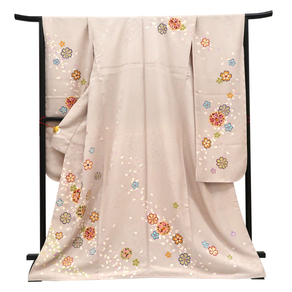 仕立て上がり 振袖 絹 金通し 桜 グレーベージュ［77,000円］ 枚目