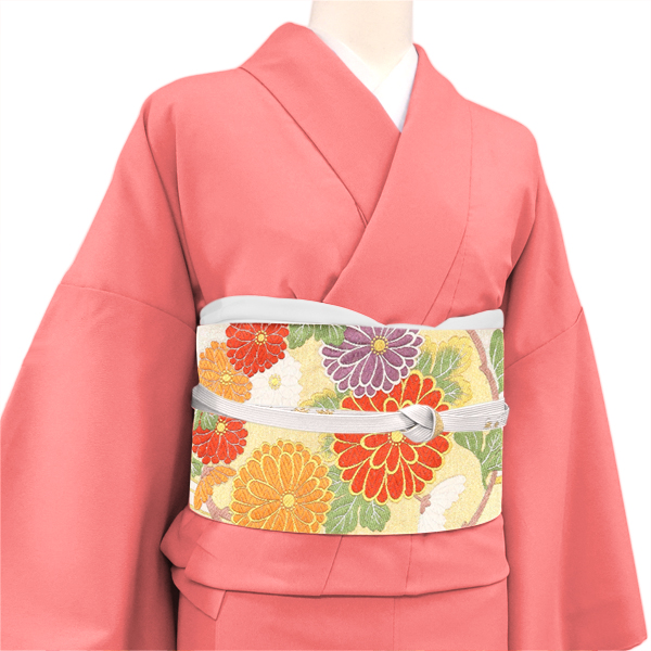 廣部商事 振袖用袋帯 西陣織 絹 花の丸 桜 菊 梅 椿 金［44,000円］ 枚目