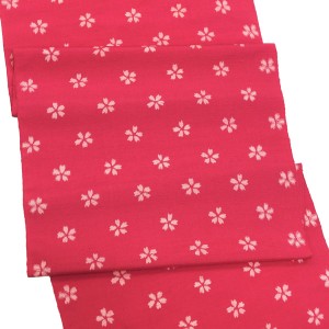 勇屋織物 紬名古屋帯 正絹 桜 紅色 赤ピンク［49,500円］