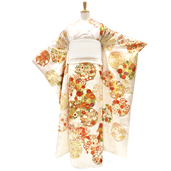吉澤の友禅 振袖 正絹 花の丸 四季花 白［451,000円］ 枚目