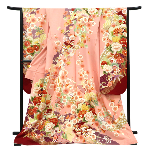 仕立て上がり 振袖 正絹 松竹梅 桜 牡丹 毬 ピンク［99,000円］ 枚目